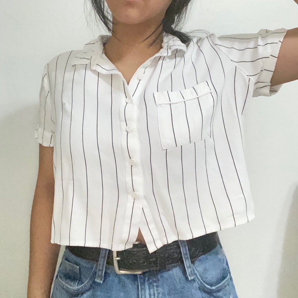 PinStriped Collared Top